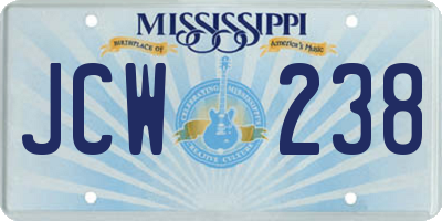 MS license plate JCW238