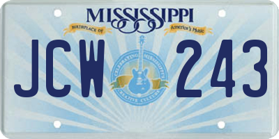 MS license plate JCW243