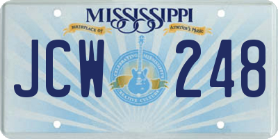 MS license plate JCW248