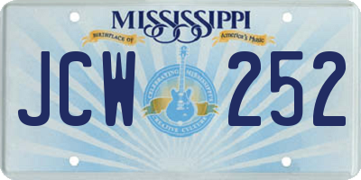 MS license plate JCW252
