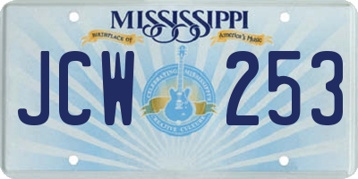 MS license plate JCW253