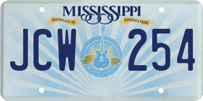 MS license plate JCW254