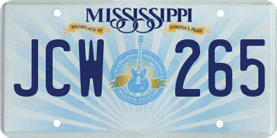 MS license plate JCW265
