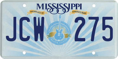 MS license plate JCW275