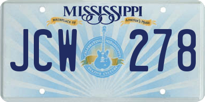 MS license plate JCW278