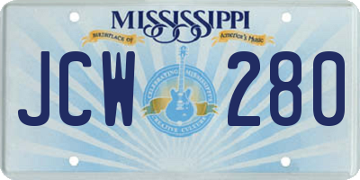 MS license plate JCW280