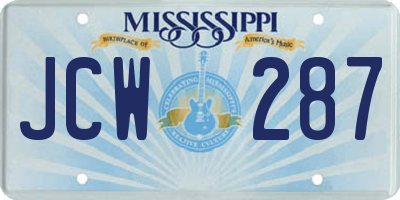 MS license plate JCW287