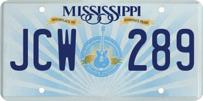 MS license plate JCW289