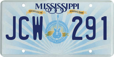 MS license plate JCW291