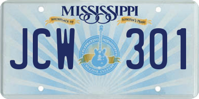 MS license plate JCW301