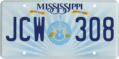 MS license plate JCW308
