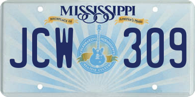 MS license plate JCW309