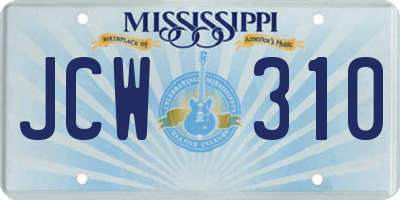 MS license plate JCW310