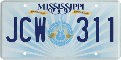 MS license plate JCW311