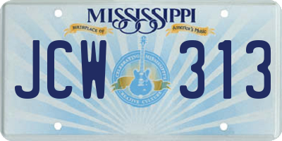 MS license plate JCW313