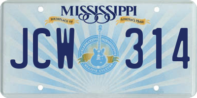 MS license plate JCW314