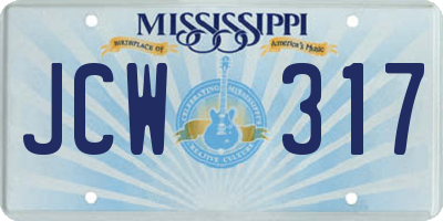 MS license plate JCW317