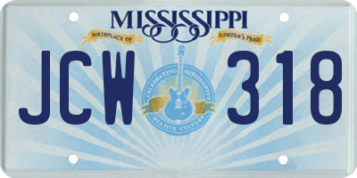 MS license plate JCW318