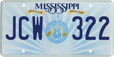 MS license plate JCW322
