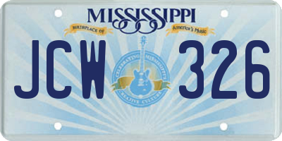 MS license plate JCW326