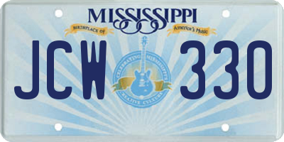 MS license plate JCW330