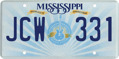 MS license plate JCW331