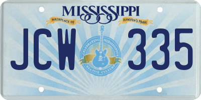 MS license plate JCW335