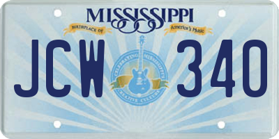 MS license plate JCW340
