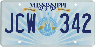 MS license plate JCW342