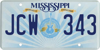 MS license plate JCW343