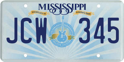 MS license plate JCW345