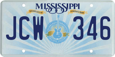 MS license plate JCW346