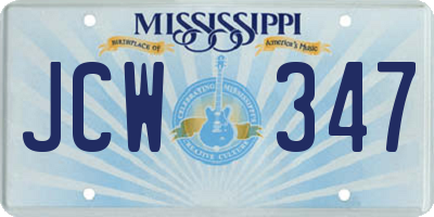 MS license plate JCW347