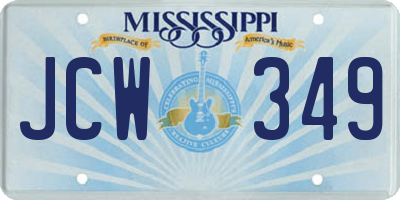MS license plate JCW349