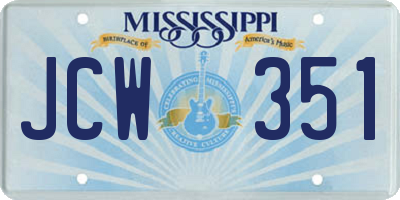 MS license plate JCW351