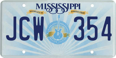 MS license plate JCW354