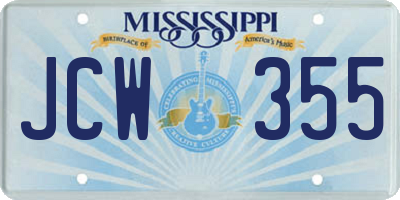 MS license plate JCW355