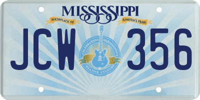 MS license plate JCW356