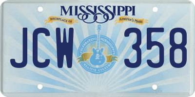 MS license plate JCW358