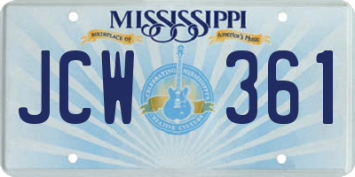 MS license plate JCW361