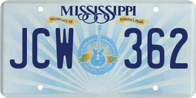 MS license plate JCW362