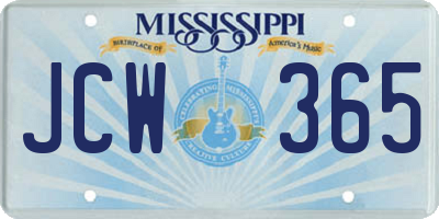 MS license plate JCW365