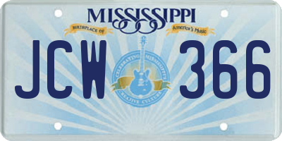 MS license plate JCW366