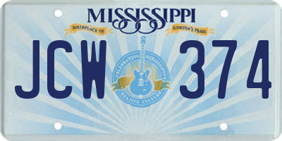 MS license plate JCW374