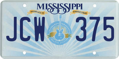 MS license plate JCW375
