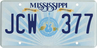 MS license plate JCW377