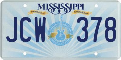 MS license plate JCW378