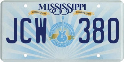 MS license plate JCW380