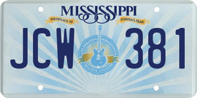 MS license plate JCW381