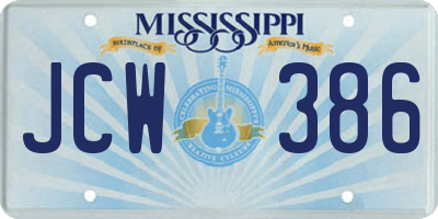 MS license plate JCW386